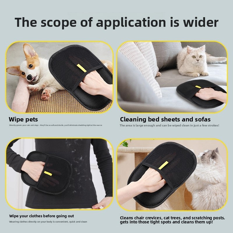 Double-Sided Pet Hair Removal & Grooming Glove Brush